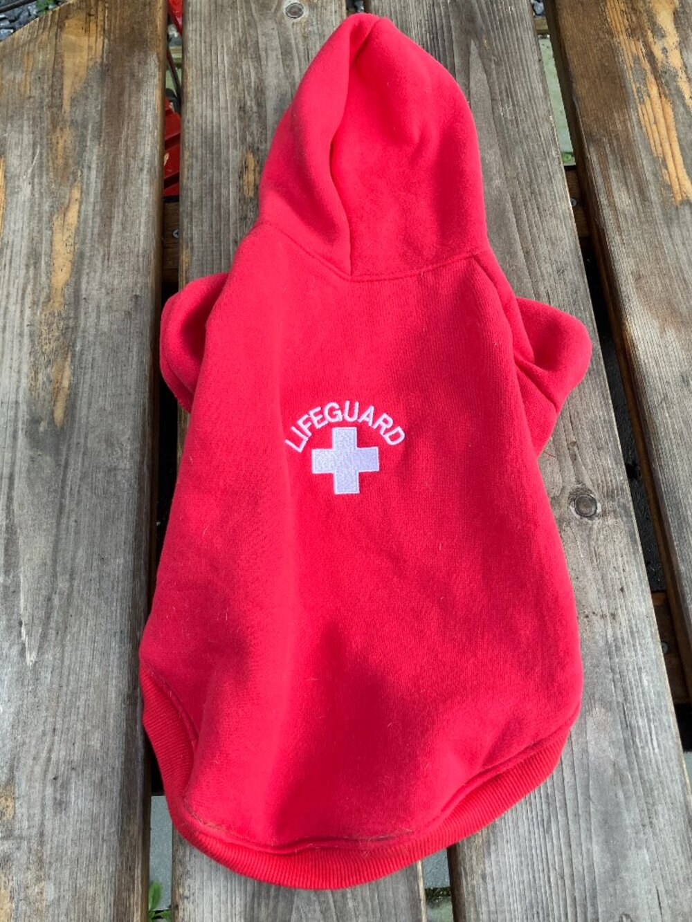 Chic Dog Lifeguard Red Hoodie Dog Jacket 🐶❤️ Embroidered Pet Sweatshirt